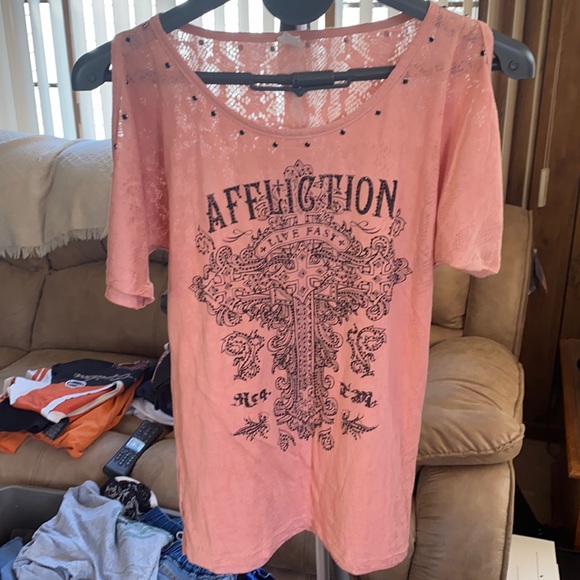 Affliction Tops - Affliction peach shirt M